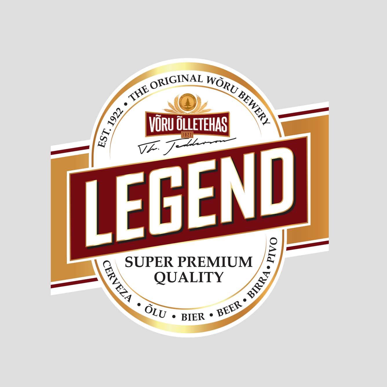 EST. 1922 THE ORIGINAL WÕRU BEWERY VÕRU ÕLLETEHAS LEGEND SUPER PREMIUM QUALITY CERVEZA ÕLU BIER BEER BIRRA PIVO mark