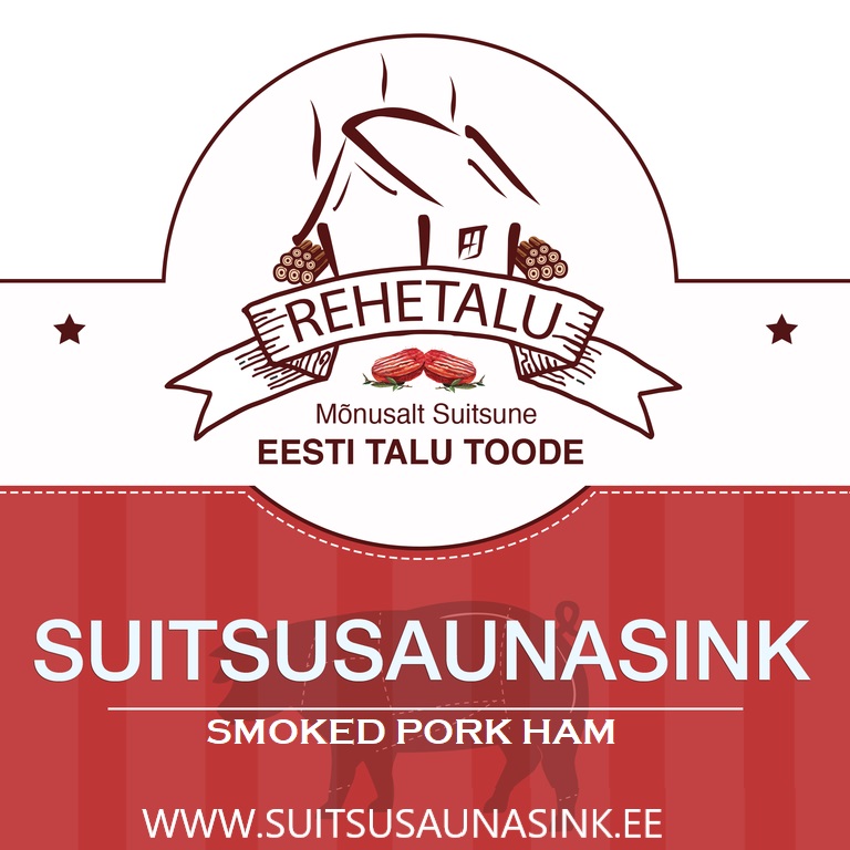 REHETALU Mõnusalt Suitsune EESTI TALU TOODE SUITSUSAUNASINK SMOKED PORK HAM WWW.SUITSUSAUNASINK.EE mark