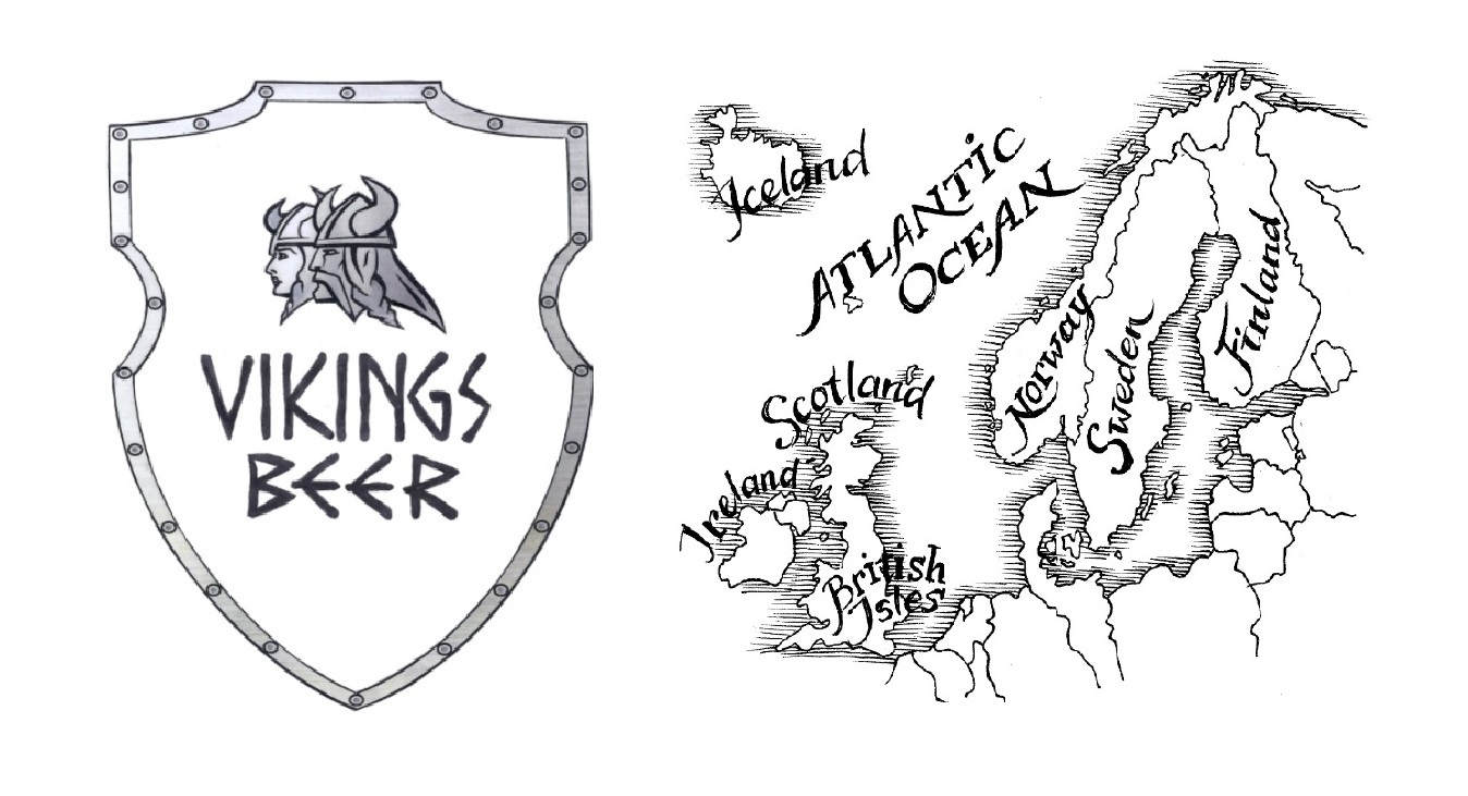 VIKINGS BEER Iceland ATLANTIC OCEAN Scotland Ireland British Isles Norway Sweden Finland mark
