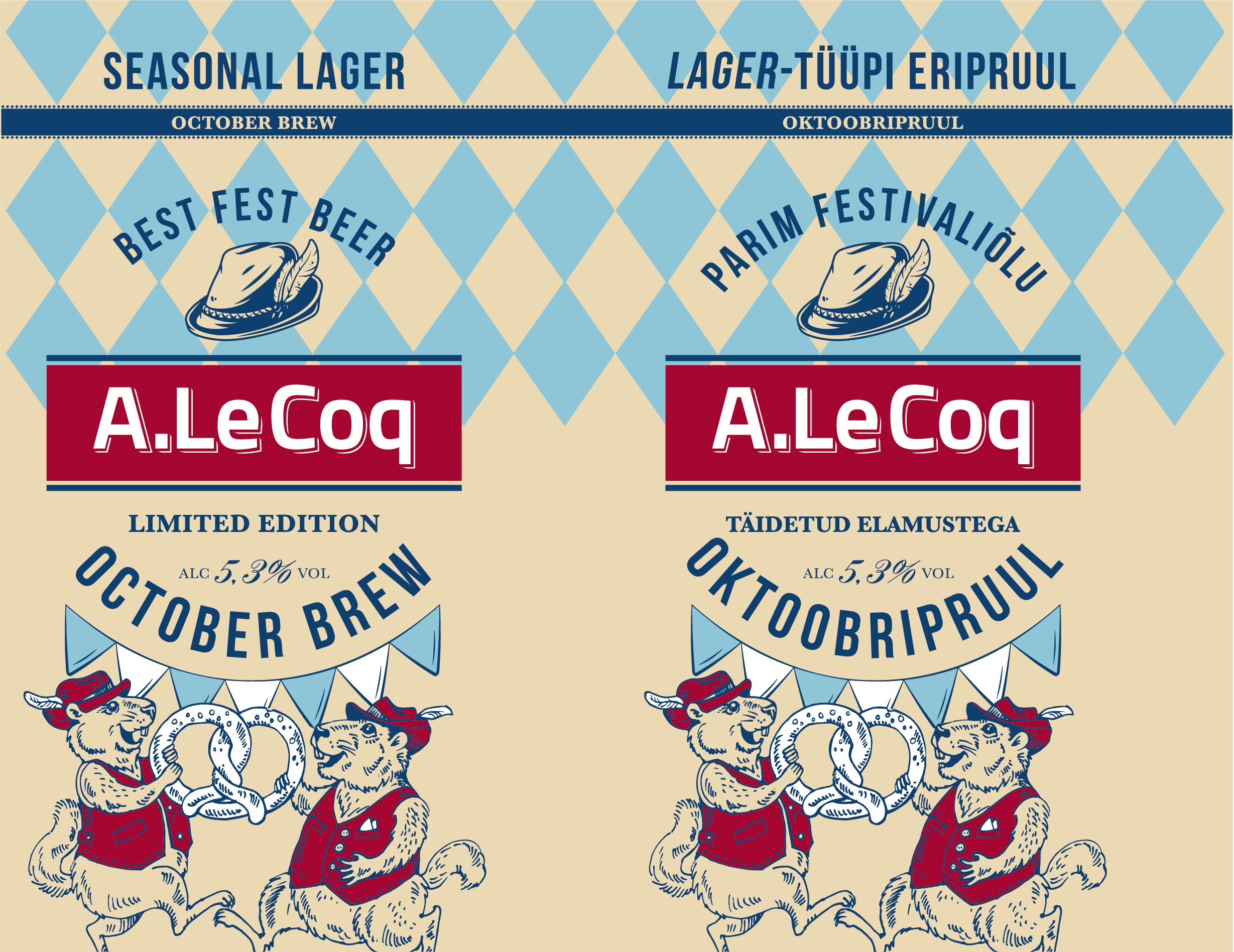 SEASONAL LAGER LAGER-TÜÜPI ERIPRUUL BEST FEST BEER PARIM FESTIVALIÕLU A.Le Coq LIMITED EDITION TÄIDETUD ELAMUSTEGA OCTOBER BREW OKTOOBRIPRUUL ALC 5,3% VOL mark