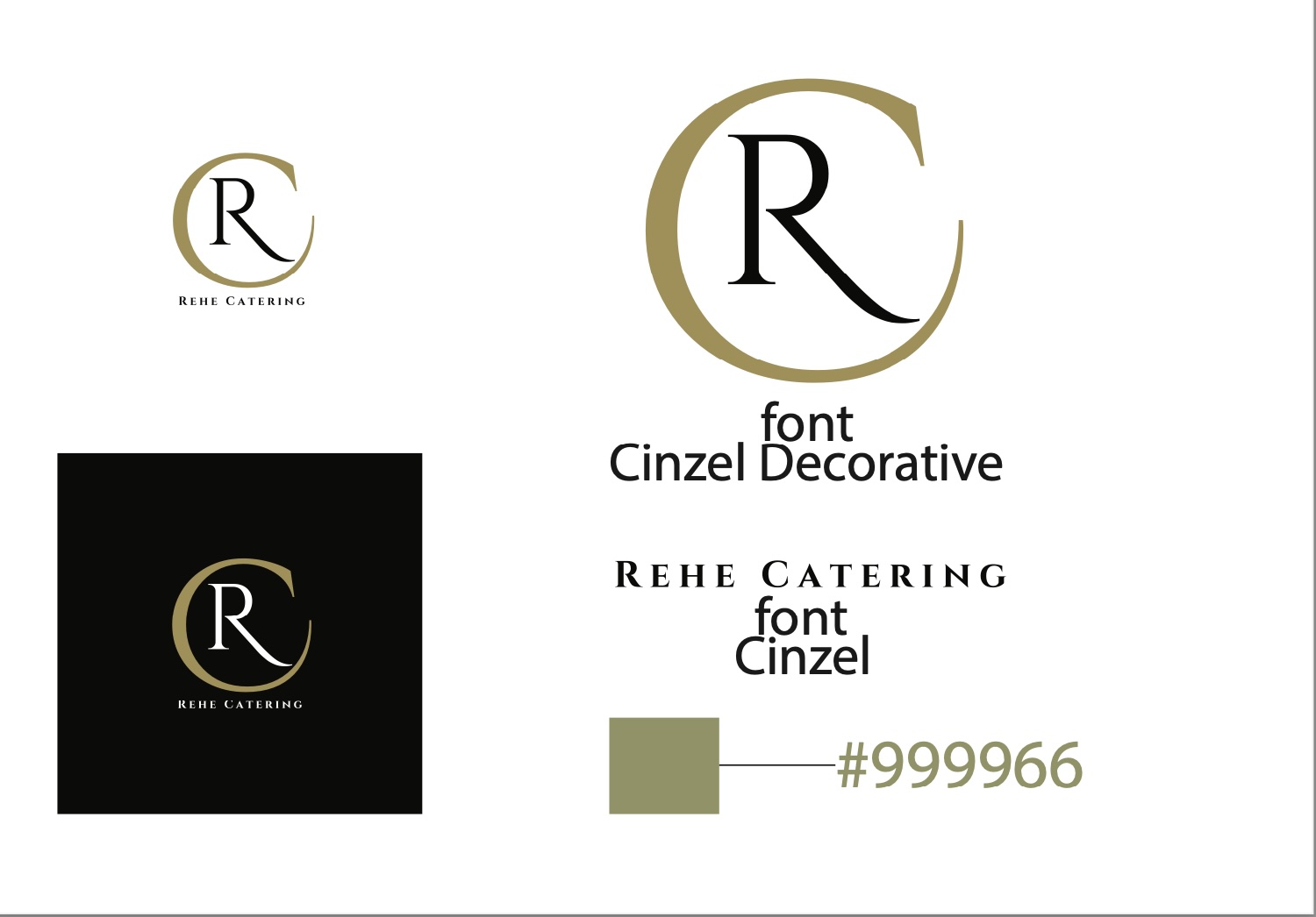 RC REHE CATERING font Cinzel Decorative font Cinzel #999966 mark