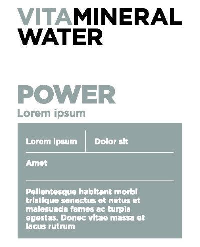 VITAMINERAL WATER  POWER Lorem ipsum mark