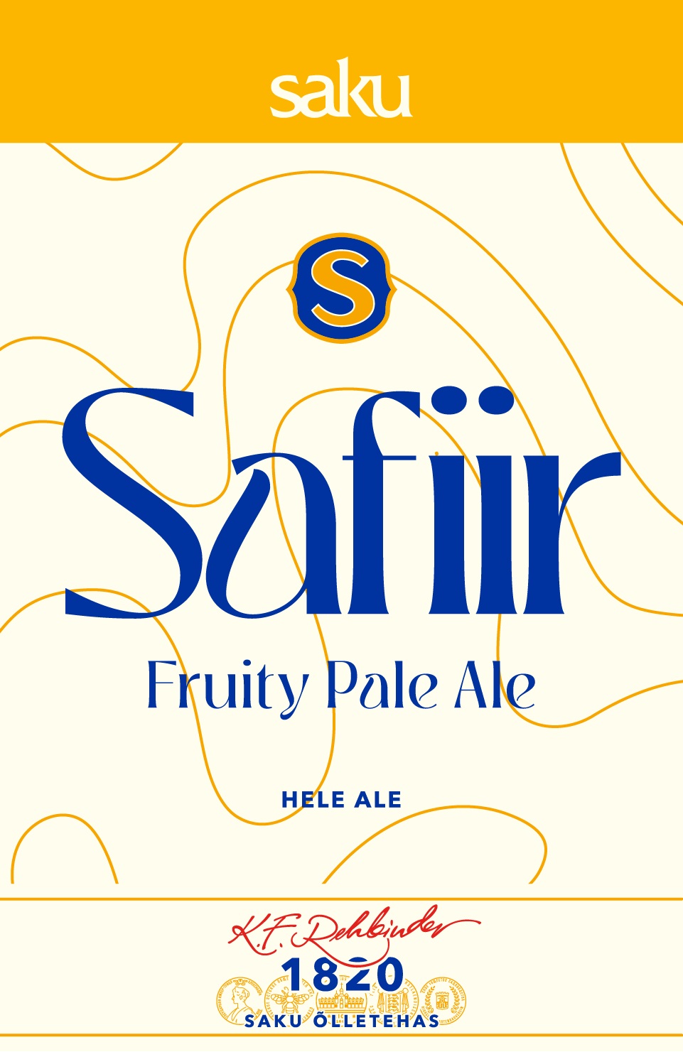saku S Safiir Fruity Pale Ale HELE ALE K.F.Rehbinder 1820 SAKU ÕLLETEHAS mark