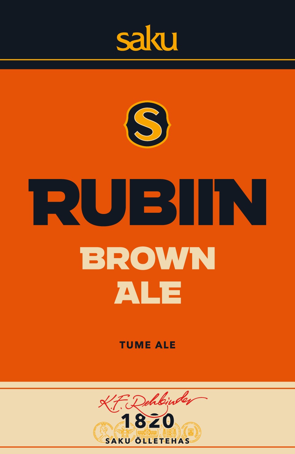 saku S RUBIIN BROWN ALE TUME ALE K.F.Rehbinder 1820 SAKU ÕLLETEHAS mark