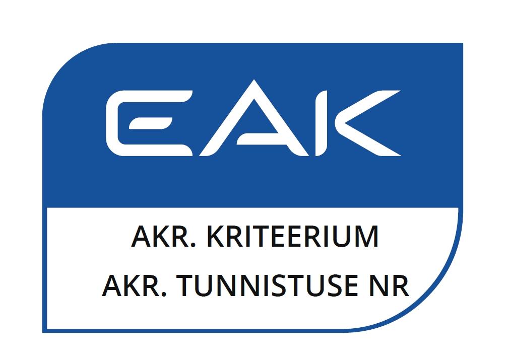 EAK AKR. KRITEERIUM AKR. TUNNISTUSE NR mark