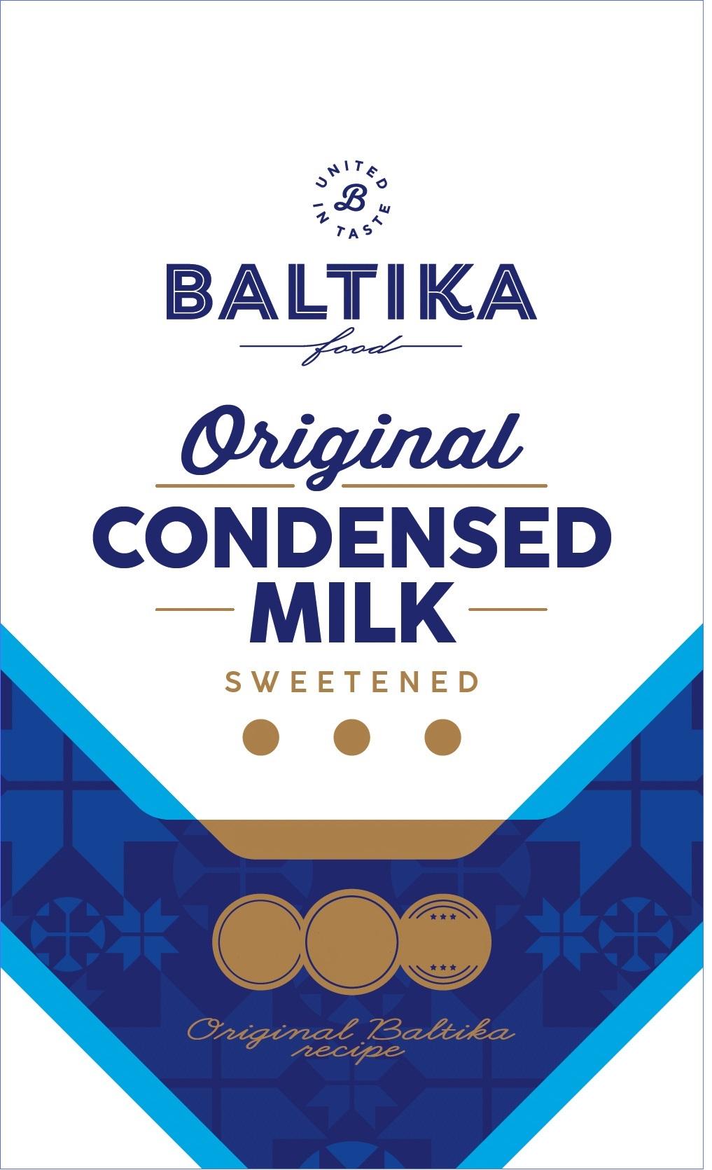 B BALTIKA food Original CONDENSED MILK SWEETENED Original Baltika rесіре mark