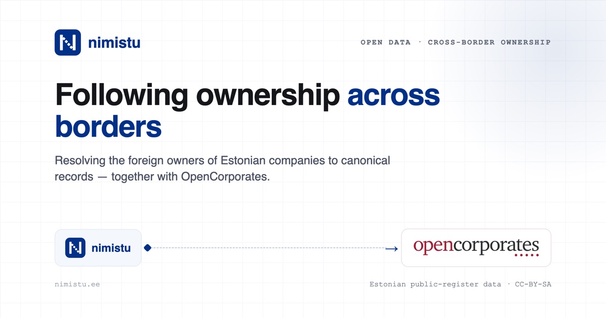 nimistu and OpenCorporates — following company ownership across borders